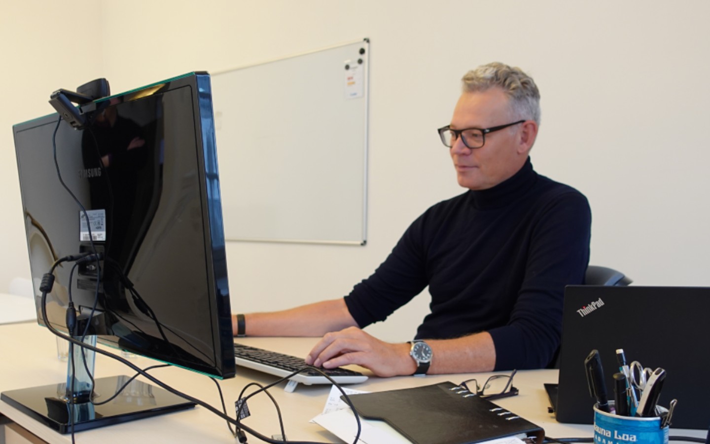 Jesper Thiesen working at the ConWX office in Copenhagen, Denmark